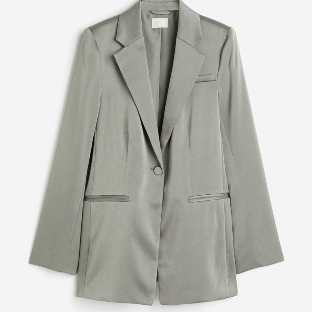 Green Satin Blazer - Medium